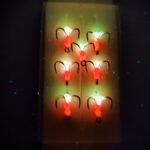 Šviečiantys trišakiai kamatsu nr,10 7vnt raudona